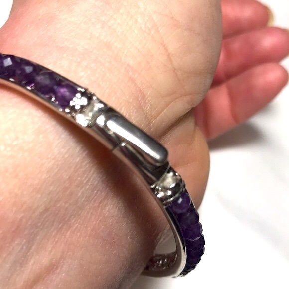 🌹Amethyst Beaded Bangle Bracelet - Picture 9 of 9